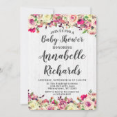Blush Roze & Green Roos Baby shower Invitation Kaart (Voorkant)