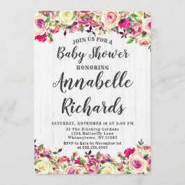 Blush Roze & Green Roos Baby shower Invitation Kaart
