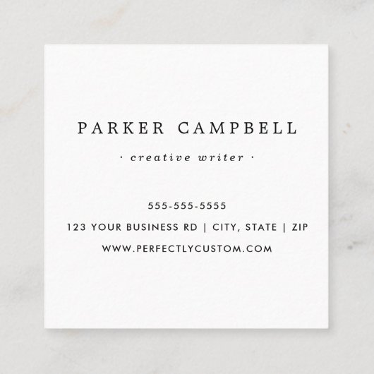 Blush roze grens aangepaste logo elegant minimalis vierkante visitekaartje (Achterkant)