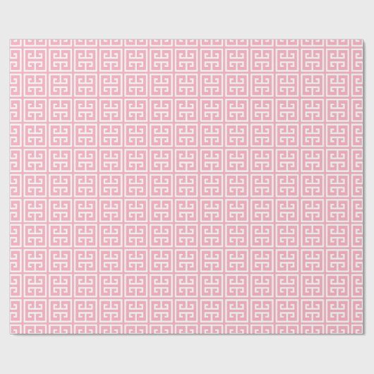 Blush roze Grieks sleutelpatroon Cadeaupapier (Vlak)