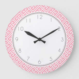 Blush roze Grieks sleutelpatroon Grote Klok