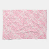 Blush roze Grieks sleutelpatroon Theedoek (Horizontaal)