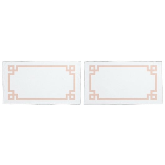 Blush roze Griekse Key Border King Size Kussensloop (Voorkant-Set)