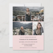 Blush roze grijs afstuderen script foto afstuderen kaart (Achterkant)