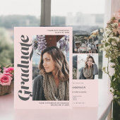 Blush roze grijs afstuderen script foto afstuderen kaart