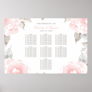 Blush Roze Grijs Aquarel Roos Bruiloftstoewijzing Poster