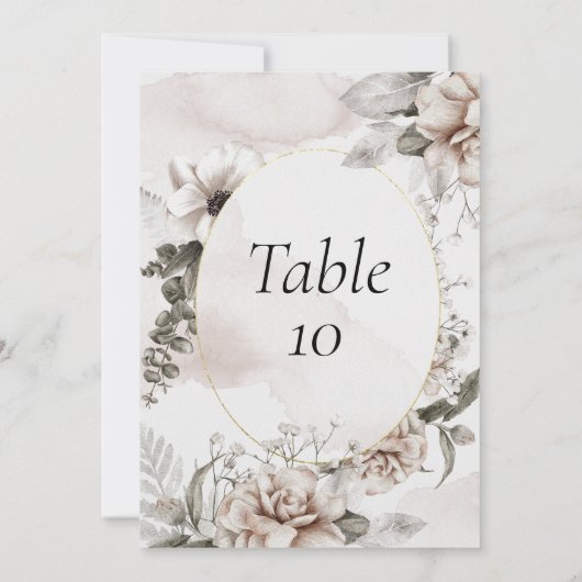 Blush Roze Grijs Bloemen Bruiloft Tafelnummers (Achterkant)
