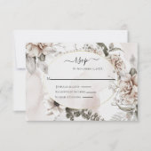 Blush Roze Grijs Bloemen Elegante Formele Bruiloft RSVP Kaartje (Voorkant)