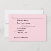 Blush Roze & Grijs Bloemen met Maaltijd Bruiloft RSVP Kaartje (Achterkant)