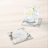 Blush Roze Grijs Bloemen Waterverf Bruiloft Kartonnen Onderzetters (Insitu)