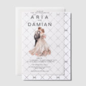 Blush roze grijs bloemenpaar foto Bruiloft Vellum Uitnodigingen (Offset (Uitnodiging))