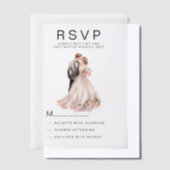 Blush roze grijs bloemenpaar foto RSVP Vellum Uitnodigingen (Offset)