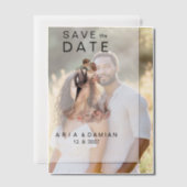 Blush roze grijs bloemenpaar foto Save the Date Vellum Uitnodigingen (Offset (Koppel))