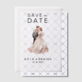 Blush roze grijs bloemenpaar foto Save the Date Vellum Uitnodigingen (Offset (Uitnodiging))