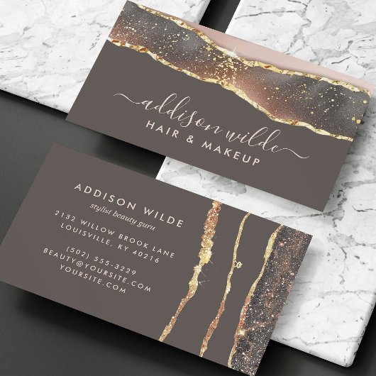 Blush Roze Grijs en Goud Elegant Modern Visitekaartje