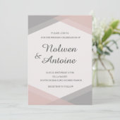 Blush roze grijs geometrische elegante moderne bru kaart (Staand voorkant)