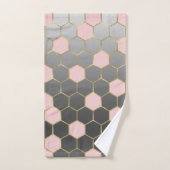 Blush Roze grijs & Gold Hexagon Modern Glam Bad Handdoek (Handdoek)