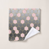 Blush Roze grijs & Gold Hexagon Modern Glam Bad Handdoek (Wasdoekje)