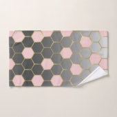 Blush Roze grijs & Gold Hexagon Modern Glam Bad Handdoek (Handdoek)