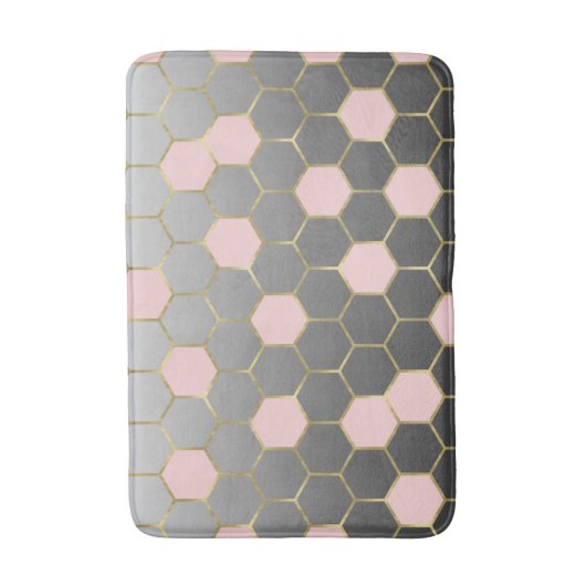 Blush Roze grijs & Gold Hexagon Modern Glam Badmat (Voorkant Verticaal)