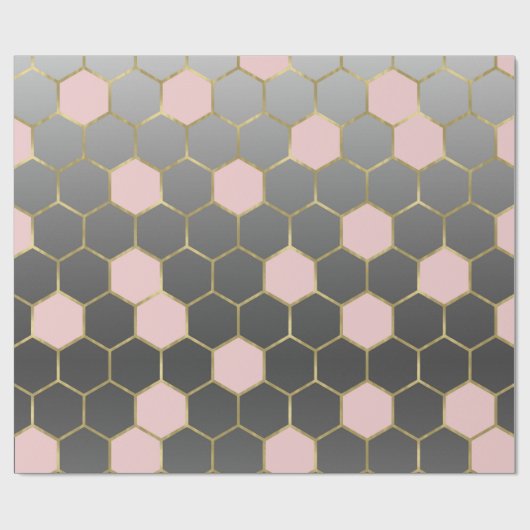 Blush Roze grijs & Gold Hexagon Modern Glam Cadeaupapier (Vlak)