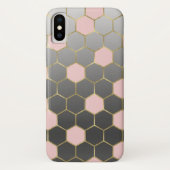 Blush Roze grijs & Gold Hexagon Modern Glam Case-Mate iPhone Case (Achterkant)