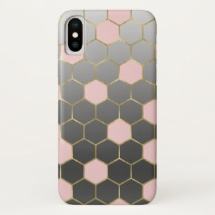 Blush Roze grijs & Gold Hexagon Modern Glam Case-Mate iPhone Case