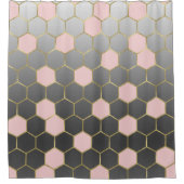 Blush Roze grijs & Gold Hexagon Modern Glam Douchegordijn (Voorkant)