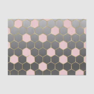 Blush Roze grijs & Gold Hexagon Modern Glam Tissuepapier