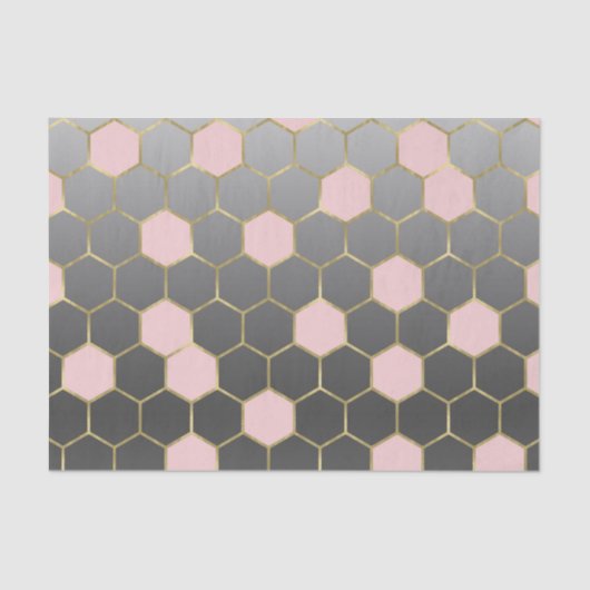 Blush Roze grijs & Gold Hexagon Modern Glam Tissuepapier (Voorkant)