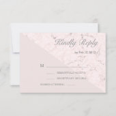 Blush roze grijs marmer moderne bruiloft RSVP Kaart (Voorkant)
