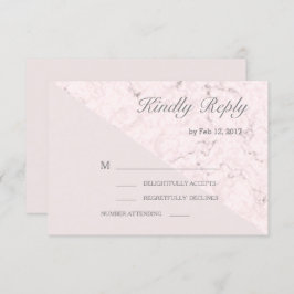 Blush roze grijs marmer moderne bruiloft RSVP Kaart