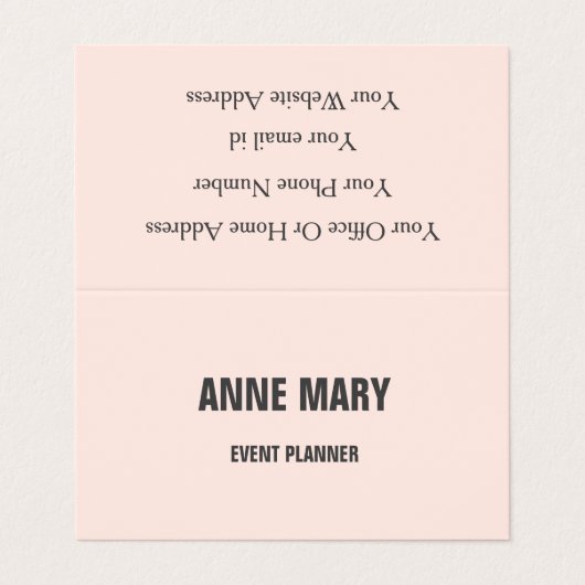 Blush Roze Grijs Modern Bold Helder Classy Elegant Visitekaartje (Buitenkant ongevouwen)