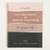 Blush Roze Grijs Modern Elegant Vrouwelijk Script Planner (Voorkant)