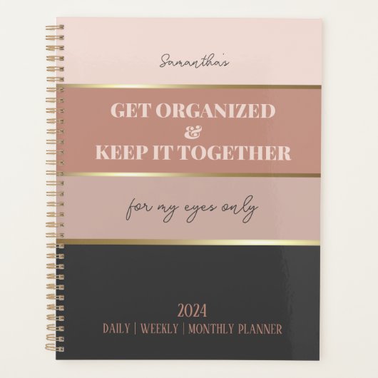 Blush Roze Grijs Modern Elegant Vrouwelijk Script Planner (Voorkant)
