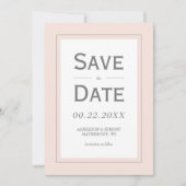 Blush roze grijs Modern Minimalistisch Verticaal Save The Date (Voorkant)