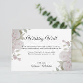 Blush Roze Grijs Roos Bloemen Bruiloft Wishing Wel Informatiekaartje (Staand voorkant)