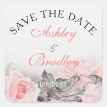 Blush Roze Grijs Roos Bruiloft Save the Date