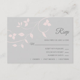 Blush Roze & Grijs RSVP Lente Zomer Bruiloft Kaartje