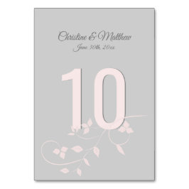 Blush Roze & Grijs Trouwtafel Nummers Kaart