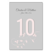Blush Roze & Grijs Trouwtafel Nummers Kaart (Voorkant)