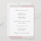 Blush Roze Grijs Witte Strepen Ampersand Wedding Kaart (Voorkant)