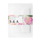 Blush Roze & Grijze Bloemen Uitnodigingen Wikkel (Voorkant Voorbeeld)