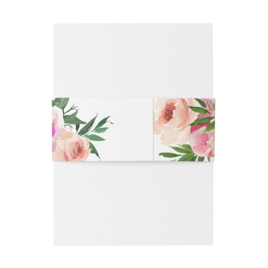 Blush Roze & Grijze Bloemen Uitnodigingen Wikkel (Achterkant Voorbeeld)