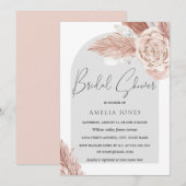 Blush Roze grijze Boho Flowers Arch Vrijgezellenfe Kaart (Voorkant / Achterkant)