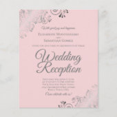 Blush roze & grijze BUDGET bruiloft Ontvang uitnod (Voorkant)