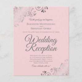 Blush roze & grijze BUDGET bruiloft Ontvang uitnod