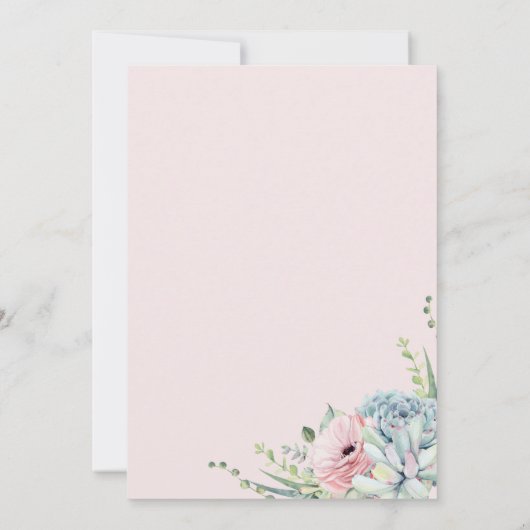 Blush roze grijze cactus Succulent Vrijgezellenfee Kaart (Achterkant)