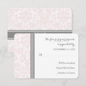 Blush roze grijze Damask RSVP Weddenkaart (Voorkant / Achterkant)