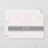 Blush roze grijze Damask RSVP Weddenkaart (Achterkant)